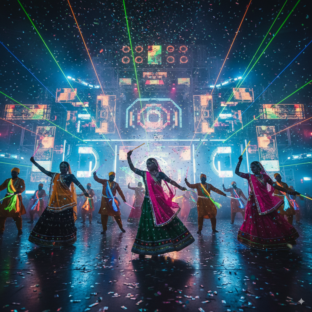The Neon Night from Google Gemini Navratri AI Photos