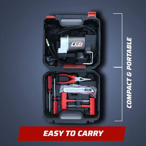 The Helmet Is Just the Beginning: A Standards-Based Guide to Essential Gear for Long-Distance Motorcycle Touring 9 RD 220 Tyre Inflator and Puncture Repair Kit RD Overseas 5432391